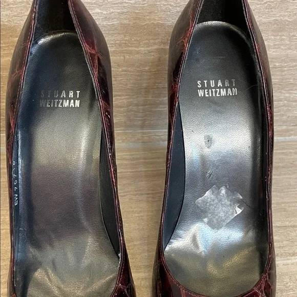 Stuart Weitzman UGC size 9 Dark Red Croc-Patterned Heels stiletto vintage - Picture 8 of 14